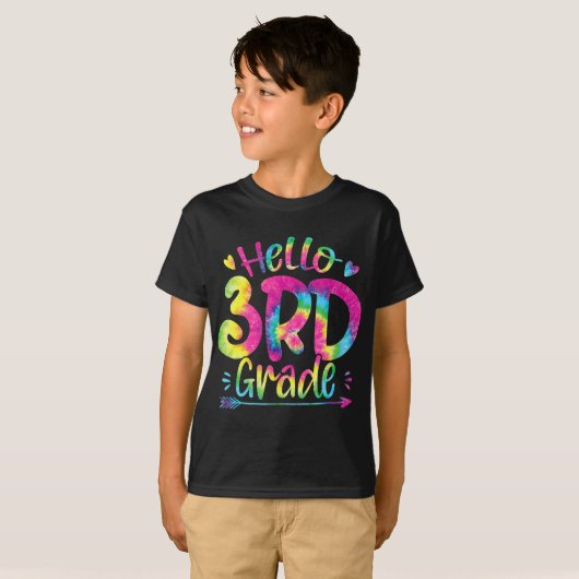 Hello 3rd Grade Teachers Stutanden Tie Dye Back To T-shirt (Voorkant volledig)