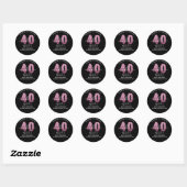 Hello 40! Fun 40th birthday Pink glitter Ronde Sticker (Vel)