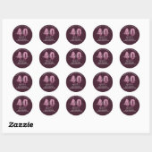 Hello 40! Fun 40th birthday Pink glitter Ronde Sticker (Vel)