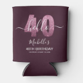 Hello 40! Fun 40th birthday with Pink glitter Blikjeskoeler (Voorkant)