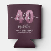 Hello 40! Fun 40th birthday with Pink glitter Blikjeskoeler (Achterkant)