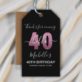 Hello 40! Fun 40th birthday with Pink glitter Cadeaulabel
