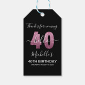 Hello 40! Fun 40th birthday with Pink glitter Cadeaulabel (Voorkant)