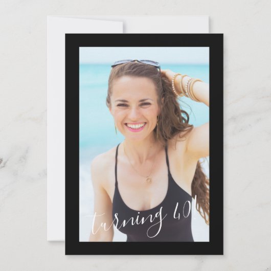Hello 40 years modern birthday with photo kaart (Achterkant)
