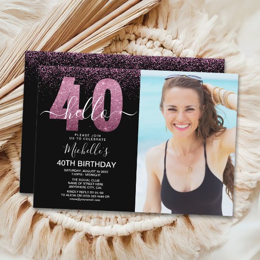 Hello 40 years - Modern Birthday with photo Kaart