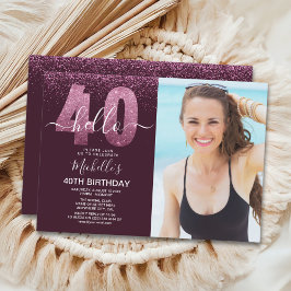 Hello 40 years - Modern Birthday with photo Kaart