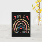 Hello 4th Grade Leopard Rainbow Fourth Grade Back Kaart (Gele Bloem)