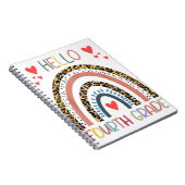Hello 4th Grade Leopard Rainbow Fourth Grade Back Notitieboek (Rechterzijde)