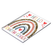 Hello 4th Grade Leopard Rainbow Fourth Grade Back Notitieboek (Linkerzijde)