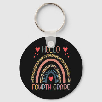 Hello 4th Grade Leopard Rainbow Fourth Grade Back Sleutelhanger