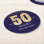Hello 50! -50th Birthday with Gold Glitter Ronde Kartonnen Onderzetter (Gebogen)