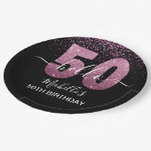 Hello 50! -50th Women's Birthday with Pink glitter Papieren Bordje (Gekanteld)