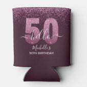 Hello 50! -Birthday 50th Women's with Pink glitter Blikjeskoeler (Achterkant)