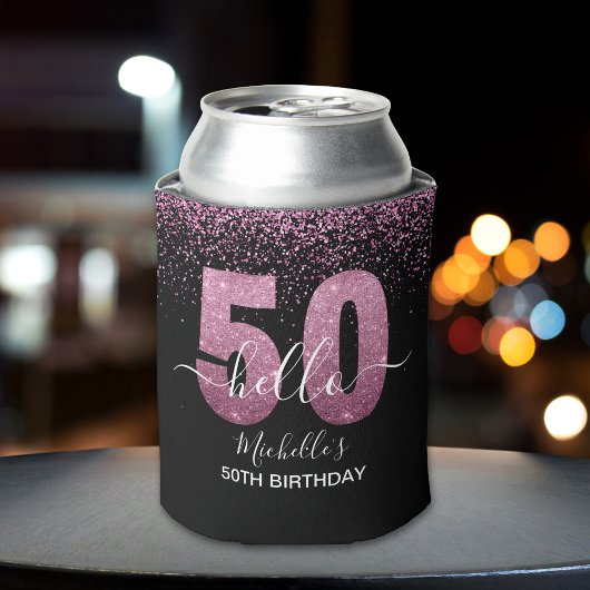 Hello 50! -Birthday 50th Women's with Pink glitter Blikjeskoeler