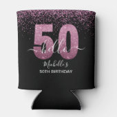 Hello 50! -Birthday 50th Women's with Pink glitter Blikjeskoeler (Achterkant)