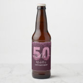 Hello 50! -Elegant Birthday 50th Women's Bier Etiket (Voorkant)