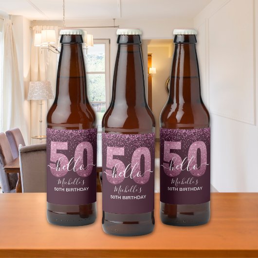 Hello 50! -Elegant Birthday 50th Women's Bier Etiket