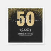 Hello 50! - Modern 50th Birthday with Gold glitter Servet (Voorkant)