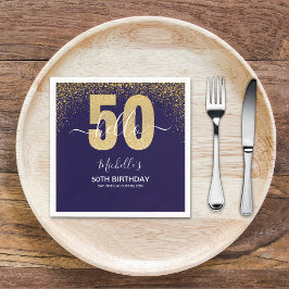 Hello 50! - Modern 50th Birthday with Gold glitter Servet