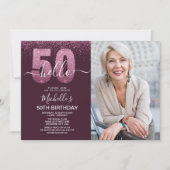 Hello 50! - Modern 50TH Birthday with photo Kaart (Voorkant)