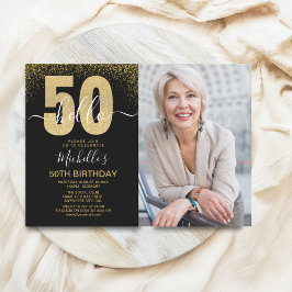 Hello 50! - Modern 50TH Birthday with photo Kaart
