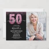 Hello 50! - Modern 50TH Birthday with photo Kaart (Voorkant)