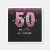 Hello 50! - Modern 50th Birthday with Pink glitter Servet (Voorkant)