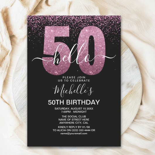 Hello 50 - Modern 50th birthday Women's Kaart