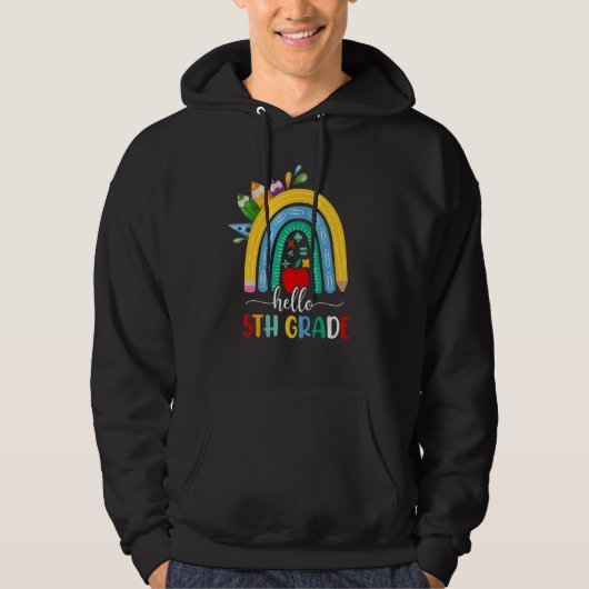 Hello 5th Grade Boho Rainbow Teacher Kids Back To  Hoodie (Voorkant)
