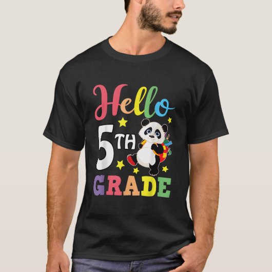 Hello 5Th Grade Panda Back To School Student T-shirt (Voorkant)