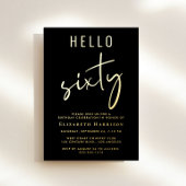 Hello 60 Chic Black 60th Birthday Party Gold Folie Uitnodiging