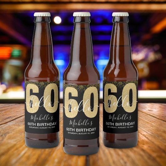 Hello 60! - Elegant 60th Birthday Woman Bier Etiket
