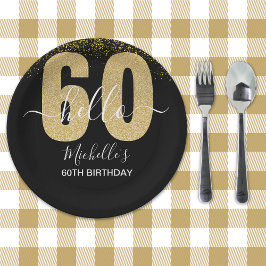 Hello 60! - Elegant 60th Birthday Woman Gold Papieren Bordje