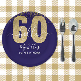 Hello 60! - Elegant 60th Birthday Woman Gold Papieren Bordje