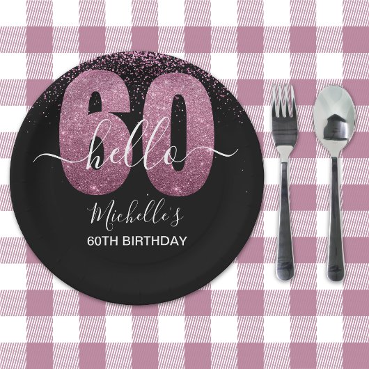 Hello 60! - Elegant 60th Birthday Woman Papieren Bordje