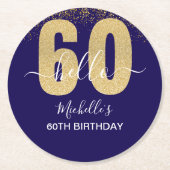 Hello 60! - Elegant 60th Birthday Woman Ronde Kartonnen Onderzetter (Voorkant)
