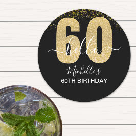 Hello 60! - Elegant 60th Birthday Woman Ronde Kartonnen Onderzetter