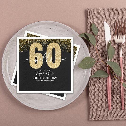 Hello 60! - Elegant 60th Birthday Woman Servet