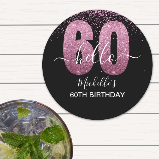 Hello 60! - Modern 60th Birthday Woman Ronde Kartonnen Onderzetter