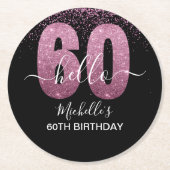 Hello 60! - Modern 60th Birthday Woman Ronde Kartonnen Onderzetter (Voorkant)