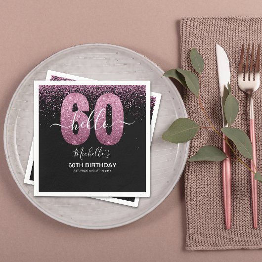 Hello 60! - Modern 60th Birthday Woman Servet