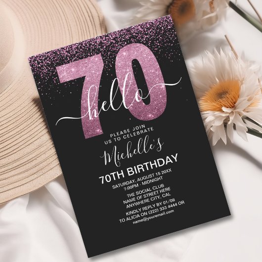 Hello 70 years modern birthday with photo kaart