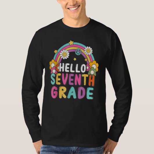 Hello 7th Seventh Grade Rainbow For Teachers Stude T-shirt (Voorkant)