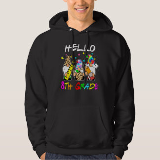 Hello 8th Grade  Back To School Gnomies Tie Dye Hoodie