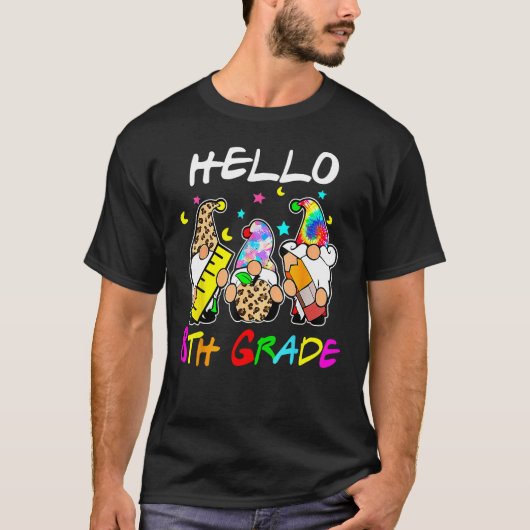 Hello 8th Grade  Back To School Gnomies Tie Dye T-shirt (Voorkant)