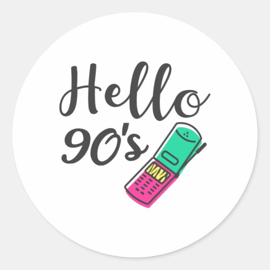 Hello 90s Cellphone Ronde Sticker (Voorkant)