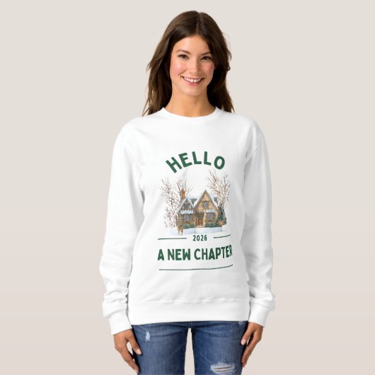 Hello A New Chapter 2026 | Cozy Green T-Shirt (Voorkant volledig)