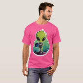 Hello...? Anyone There? – Alien Searching Sticker T-shirt (Voorkant volledig)