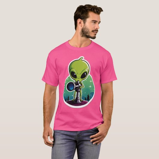 Hello...? Anyone There? – Alien Searching Sticker T-shirt (Voorkant volledig)
