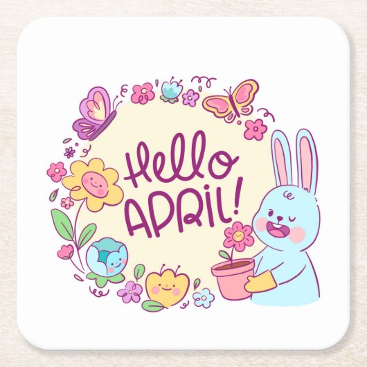 Hello april kartonnen onderzetters (Voorkant)